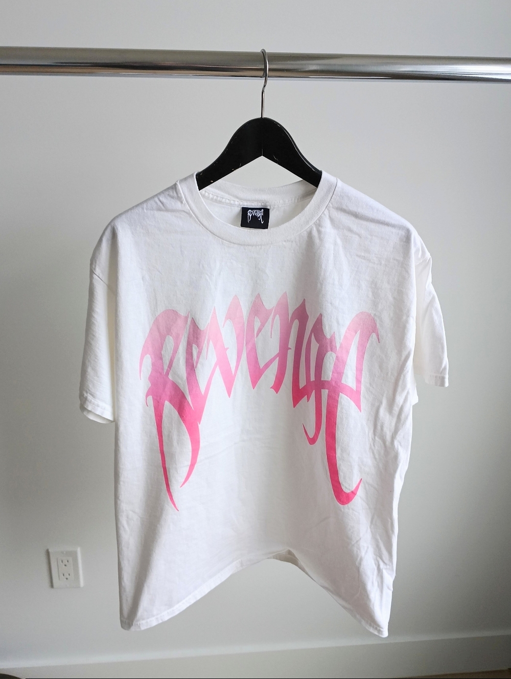 Revenge Script Logo T-Shirt White Pink Gradient Size L Made in USA